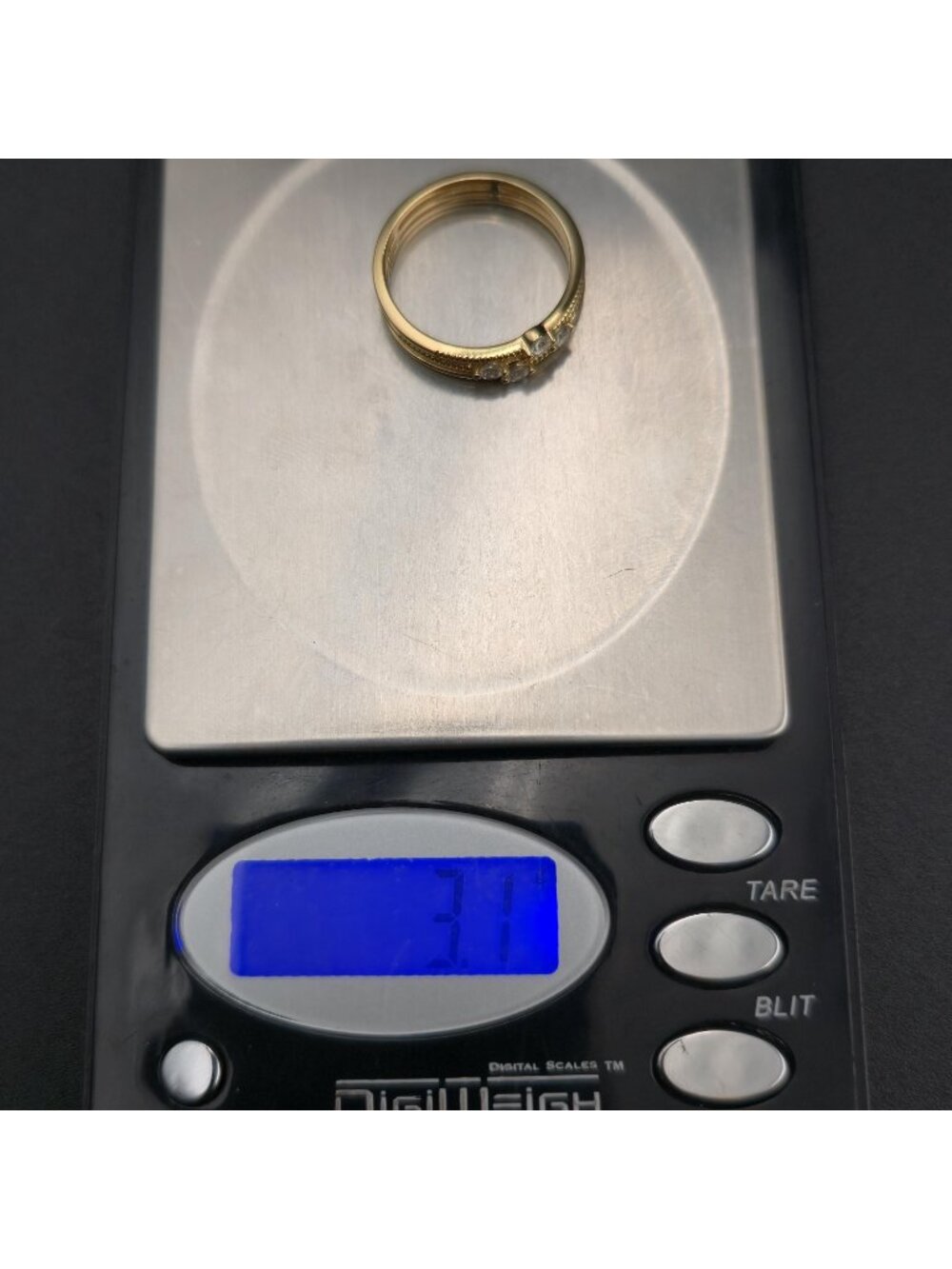 Size 10 Gold Over Sterling Silver Multi-Row Stacked Cubic Zirconia Ring A7490 - Picture 9 of 9